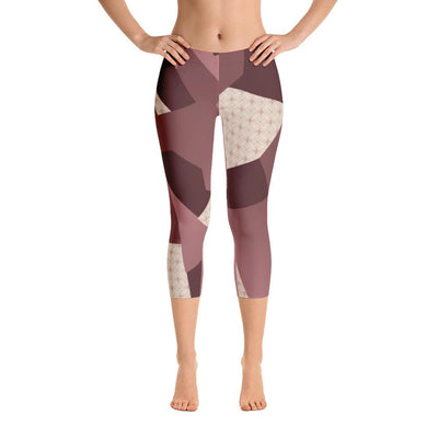 Leggings - Angular Camo  Blush Capri Leggings