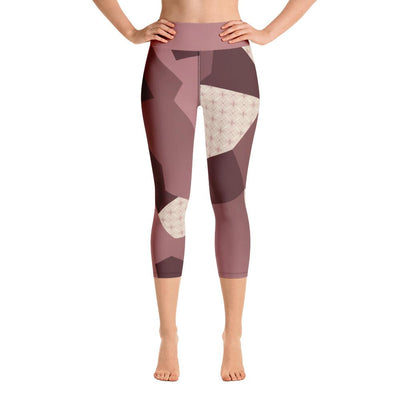 Leggings - Angular Camo  Blush Yoga Capri Leggings