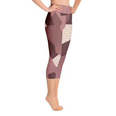Leggings - Angular Camo  Blush Yoga Capri Leggings