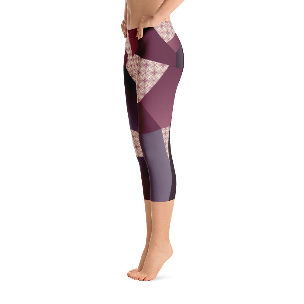 Leggings - Angular Geo Camo Purple Capri Leggings