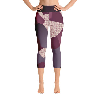 Leggings - Angular Geo Camo Yoga Capri Leggings Purple
