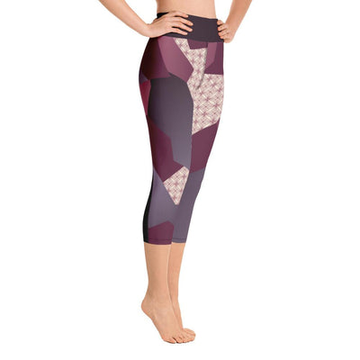 Leggings - Angular Geo Camo Yoga Capri Leggings Purple